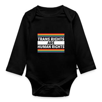 Trans Rights Are Human Rights Gay Rainbow Lgbtq Qu - Baby Bio-Langarm-Body - Schwarz - Vorne