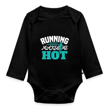Motif marathon pour les coureurs et les joggeurs - Body Bébé bio manches longues - noir - Devant