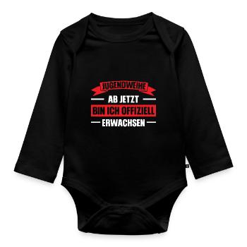 Jugendweihe Feier Jugendweihfeier Geschenk - Baby Bio-Langarm-Body - Schwarz - Vorne
