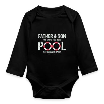 Conceptions de sauveteurs pour les techniciens de piscine - Body Bébé bio manches longues - noir - Devant