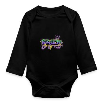 Barcelona Spanien Stadt Graffiti Spray Sprayer - Baby Bio-Langarm-Body - Schwarz - Vorne
