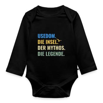 Usedom. Die Insel. Der Mythos. Die Legende Ostsee - Baby Bio-Langarm-Body - Schwarz - Vorne