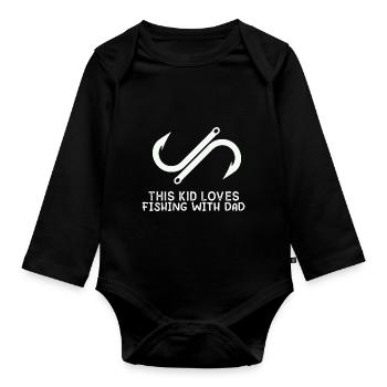This kid loves fishing with Dad Fishing Partn - Organic Longsleeve Baby Bodysuit - black - Front