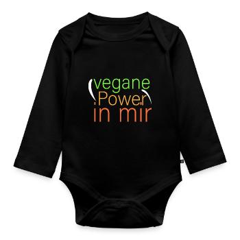 vegane Power in mir - Baby Bio-Langarm-Body - Schwarz - Vorne