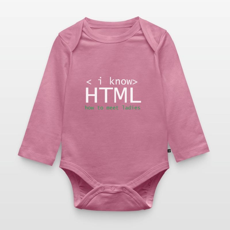 HTML Editor Hypertext Markup Language Web Document Organic Longsleeve Baby Bodysuit