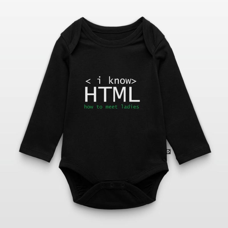 HTML Editor Hypertext Markup Language Web Document Organic Longsleeve Baby Bodysuit