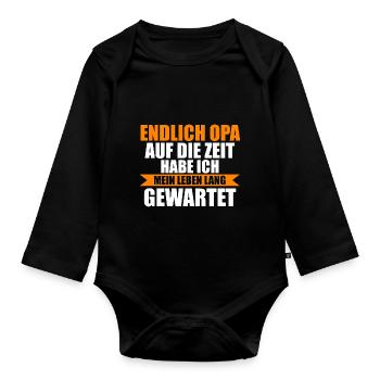 Großvater Großpapa Opi Opa - Baby Bio-Langarm-Body - Schwarz - Vorne
