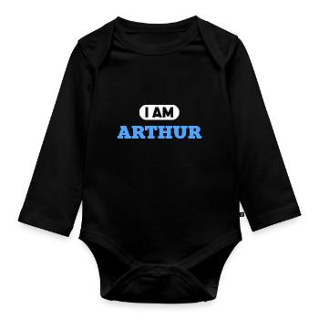 Arthur Name Spruch für stolze Arthurs - Baby Bio-Langarm-Body - Schwarz - Vorne