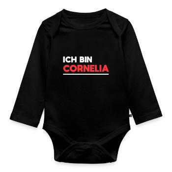 Cornelia Name Spruch für stolze Cornelias - Baby Bio-Langarm-Body - Schwarz - Vorne