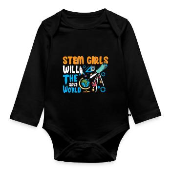 Stem Girls will save the world - Baby Bio-Langarm-Body - Schwarz - Vorne