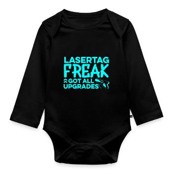 Lasertag Freak Got All The Upgrades Lasertag Playe - Baby Bio-Langarm-Body - Schwarz - Vorne