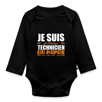 Je Suis Le Meilleur Technicien Du Monde, Cadeau. - Body Bébé bio manches longues - noir - Devant