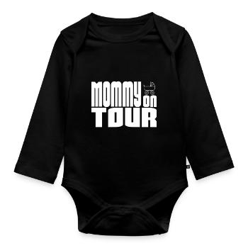 Mommy On Tour - Mom with stroller is on the way - Organic Longsleeve Baby Bodysuit - black - Front
