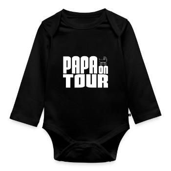 Papa en tournée - Body Bébé bio manches longues - noir - Devant