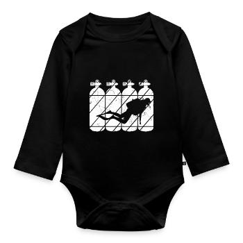 Taucher Vintage Retro Tauchsport Tauchen Scuba Mee - Baby Bio-Langarm-Body - Schwarz - Vorne