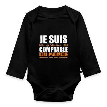 Je Suis Le Meilleur Comptable Du Monde Idée Cadeau - Body Bébé bio manches longues - noir - Devant