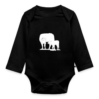 Vache avec lineart de veau - Body Bébé bio manches longues - noir - Devant