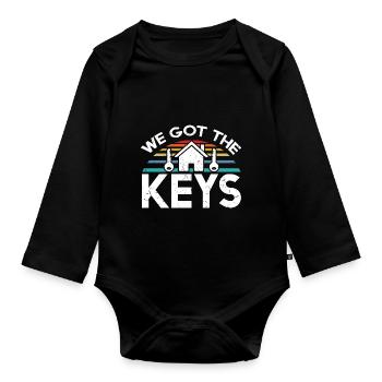 We Got The Keys Distressed Vintage - Organic Longsleeve Baby Bodysuit - black - Front