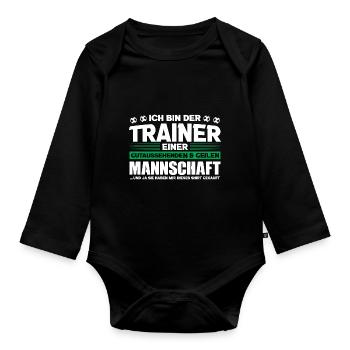 Fußball Trainer Sport Trainer Geschenk - Baby Bio-Langarm-Body - Schwarz - Vorne