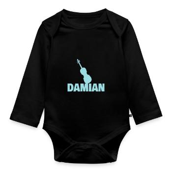 Violon Damian - Body Bébé bio manches longues - noir - Devant