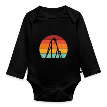 Amusement Park Vintage Theme Park Retro Roller Coa - Organic Longsleeve Baby Bodysuit - black - Front