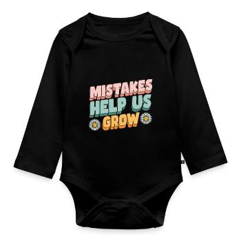 Mistakes Help Us Grow Teacher - Organic Longsleeve Baby Bodysuit - black - Front