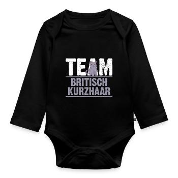 Britisch Kurzhaar Katze - Baby Bio-Langarm-Body - Schwarz - Vorne