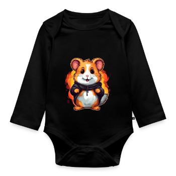 Mignon hamster - Body Bébé bio manches longues - noir - Devant