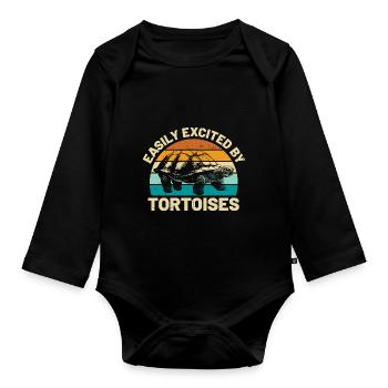 Easily Excited By Tortoises Vintage Sunset Retro T - Baby Bio-Langarm-Body - Schwarz - Vorne