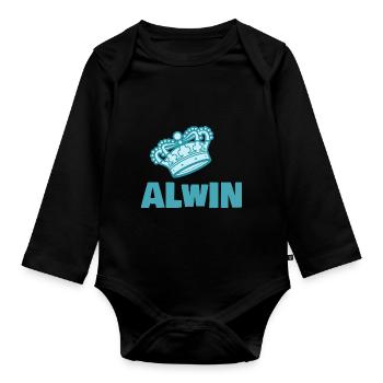 Crown for Alwin Alwin König - Organic Longsleeve Baby Bodysuit - black - Front