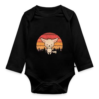 Retro Vintage Fennec Fox Propriétaire Fennec Foxes - Body Bébé bio manches longues - noir - Devant