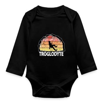 Troglodyte Funny Caving - Potholing Speleology - Organic Longsleeve Baby Bodysuit - black - Front