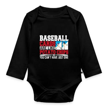 Trading collectionneur de cartes de baseball amusantes sont comme Po - Body Bébé bio manches longues - noir - Devant