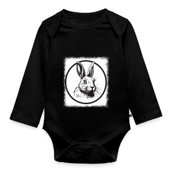 asian sayings bear christian easter bunny tooth - Organic Longsleeve Baby Bodysuit - black - Front