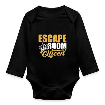 Women Challenge Mystery Escape Room Queen - Organic Longsleeve Baby Bodysuit - black - Front