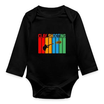 Tontaubenschießen Retro-Design Tontaubenschießen G - Baby Bio-Langarm-Body - Schwarz - Vorne