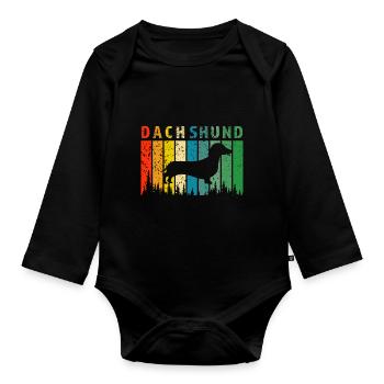 Dackel Retro-Design Dackel Geschenk - Baby Bio-Langarm-Body - Schwarz - Vorne