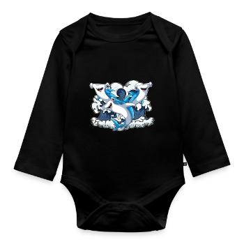 Meerestier Hai Tier Geschenk Süßes Hammerhai - Baby Bio-Langarm-Body - Schwarz - Vorne