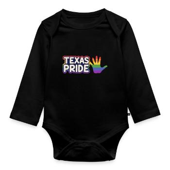 Stolzes Regenbogenflaggendesign für LGBT+ Texaner - Baby Bio-Langarm-Body - Schwarz - Vorne