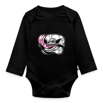 Kuh Muster Bauernhof Tier Geschenk Lustiges Kuh - Baby Bio-Langarm-Body - Schwarz - Vorne