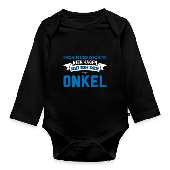 Onkel Familie Onkels Geschenk - Baby Bio-Langarm-Body - Schwarz - Vorne