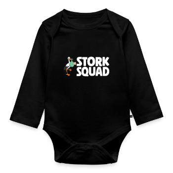 Stork Squad Labor & Delivery Nurse - Baby Bio-Langarm-Body - Schwarz - Vorne