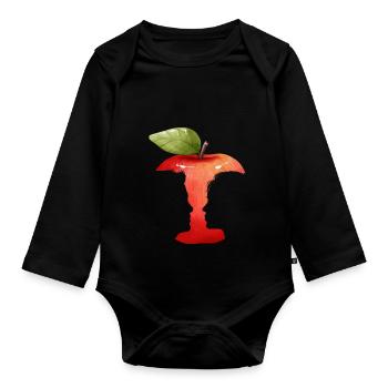 Silhouette des Apfelgesichts - Baby Bio-Langarm-Body - Schwarz - Vorne