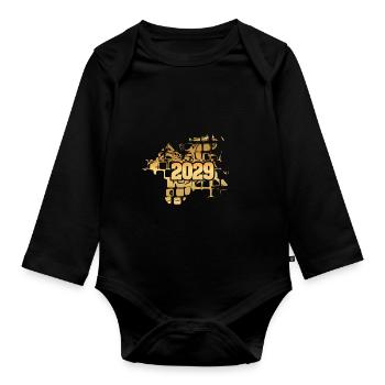 2029 - Organic Longsleeve Baby Bodysuit - black - Front