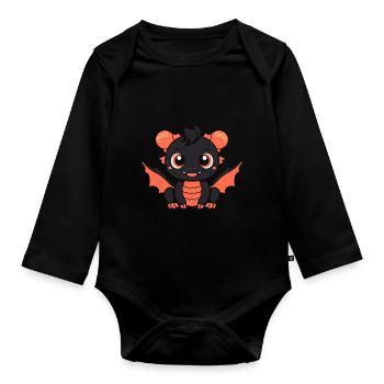 Baby Dragon - Organic Longsleeve Baby Bodysuit - black - Front