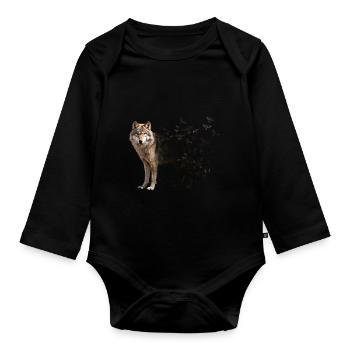 Wolf - Organic Longsleeve Baby Bodysuit - black - Front