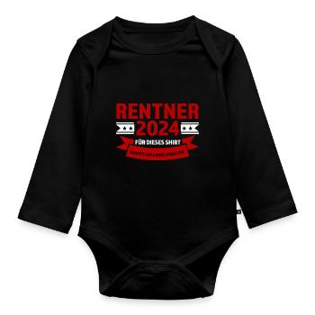 Rentner 2024 Rente Rente 2024 Geschenk - Baby Bio-Langarm-Body - Schwarz - Vorne