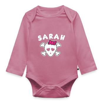 Pirate Sarah Design pour les filles et les femmes - Body Bébé bio manches longues - mauve - Devant
