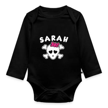 Piratin Sarah Design für Mädchen und Frauen - Baby Bio-Langarm-Body - Schwarz - Vorne