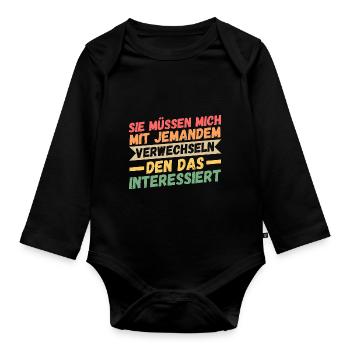 Dictons drôles, collègues de travail, humour de bureau - Body Bébé bio manches longues - noir - Devant